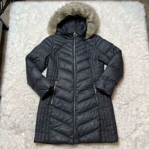 Anne Klein Womens Down Puffer Jacket Grey Size Medium Zip Up